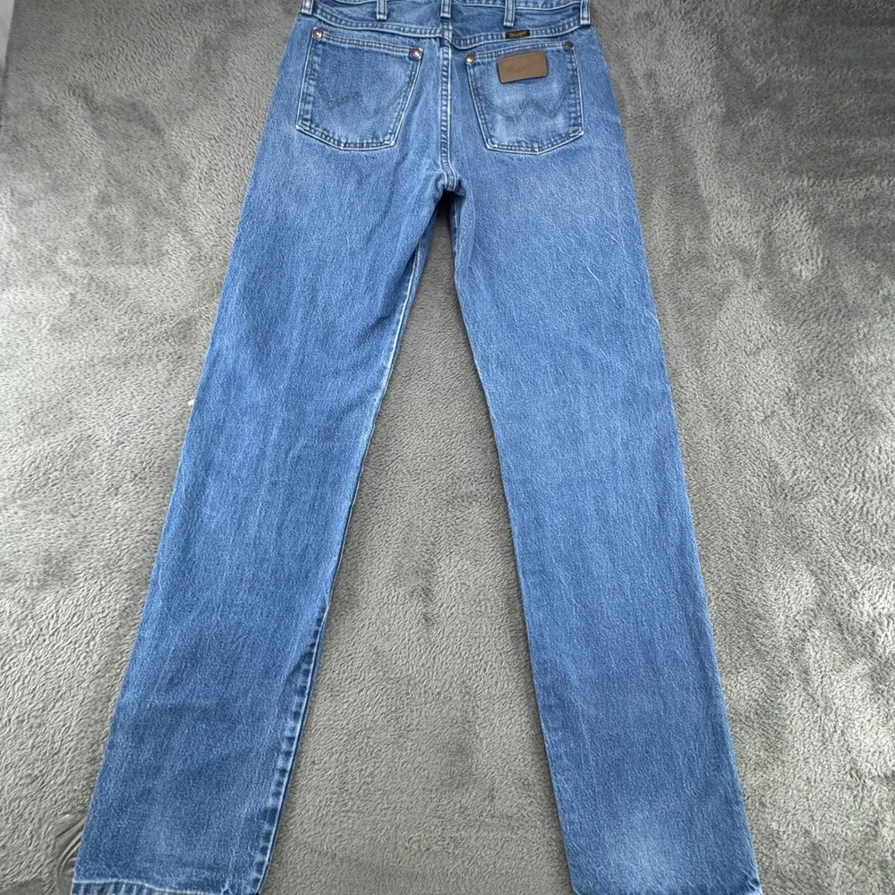 Wrangler 13MWZ Cowboy Cut Jeans Men 31x36 Blue Fair Distressed Made in USA Denim